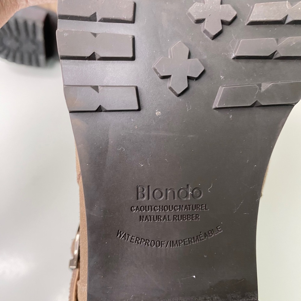 Blondo Shanna Waterproof Suede Ankle Boots Taupe Brown Moto Booties Zip Size 8 - Picture 8 of 12